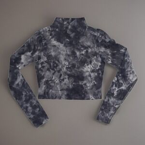 Lululemon Top Womens 6 Gray All Aligned Mock Neck Long Sleeve Cropped Tie Dye